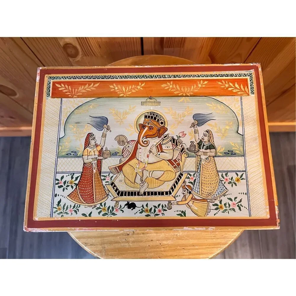 Handmade wood jewelry box from India (7612)